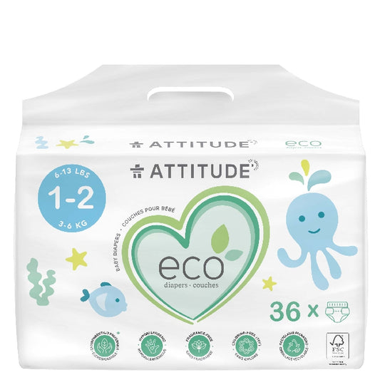 Baby Diapers Mini Sizes 1-2, 36 ct, Attitude