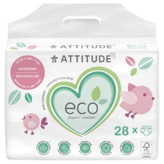 Baby Diapers Newborn, 28 ct, Attitude