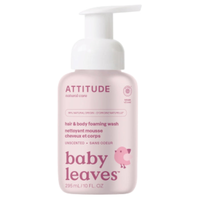 Baby Leaves 2-in-1 Foaming Wash - Fragrance Free, 10 oz, Attitude