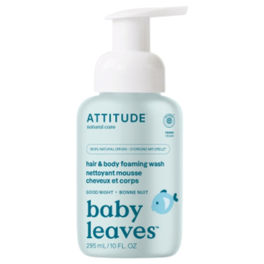 Baby Leaves 2-in-1 Foaming Wash - Night Almond Milk, 10 oz, Attitude