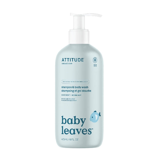 Baby Leaves 2-in-1 Shampoo - Night Almond Milk, 16 oz, Attitude