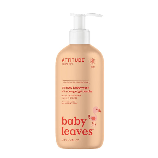 Baby Leaves 2-in-1 Shampoo - Orange Pomegranate, 16 oz, Attitude