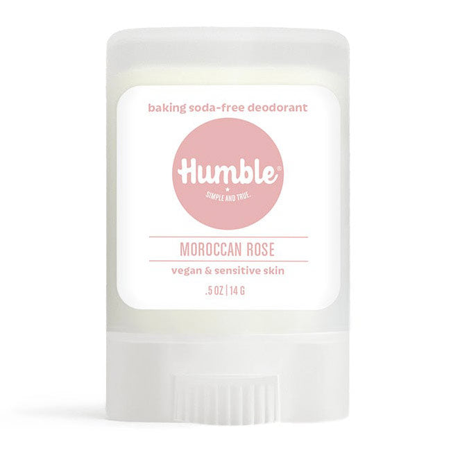 Baking Soda-Free Deodorant for Vegan & Sensitive Skin, Moroccan Rose, Travel Size, 0.5 oz, Humble Brands