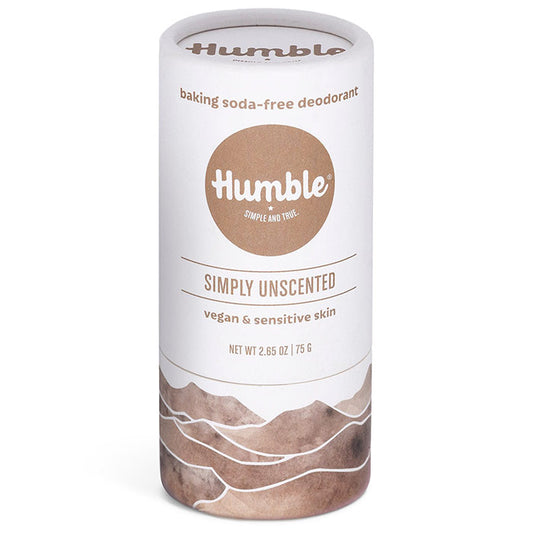 Baking Soda-Free Deodorant for Vegan & Sensitive Skin, Simply Unscented, Paperboard, 2.65 oz, Humble Brands