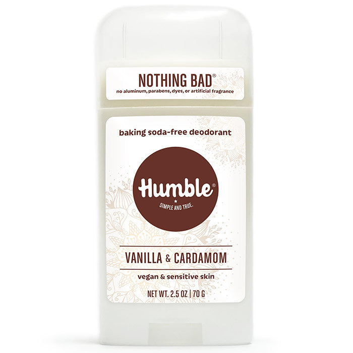 Baking Soda-Free Deodorant for Vegan & Sensitive Skin, Vanilla & Cardamom, 2.5 oz, Humble Brands
