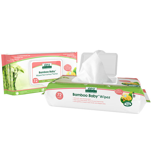 Bamboo Baby Sensitive Wipes, 72 Count, Aleva Naturals