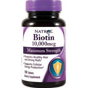 Biotin 10,000 mcg Maximum Strength, 100 Tablets, Natrol