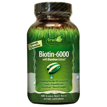 Biotin-6000 wtih Bamboo Extract, 60 Liquid Softgels, Irwin Naturals