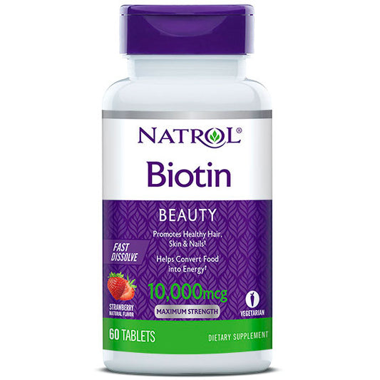 Biotin Fast Dissolve 10000 mcg, 60 Tablets, Natrol