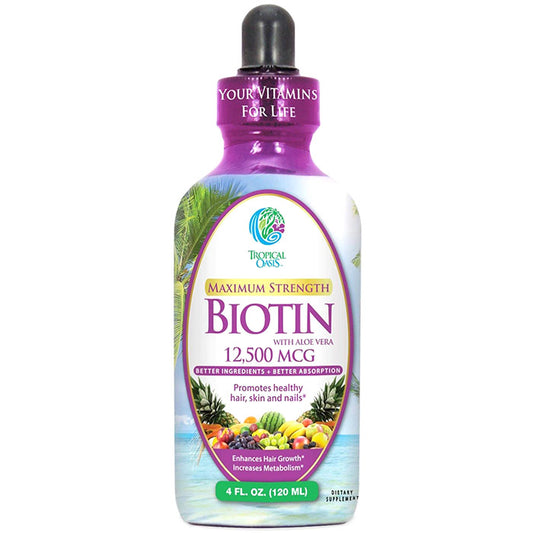 Biotin Liquid, Maximum Strength, 4 oz, Tropical Oasis