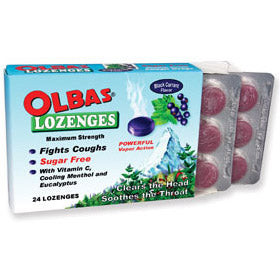 Black Currant Lozenges, Sugar Free Cough Suppressant Drops, 24 Lozenges, Olbas