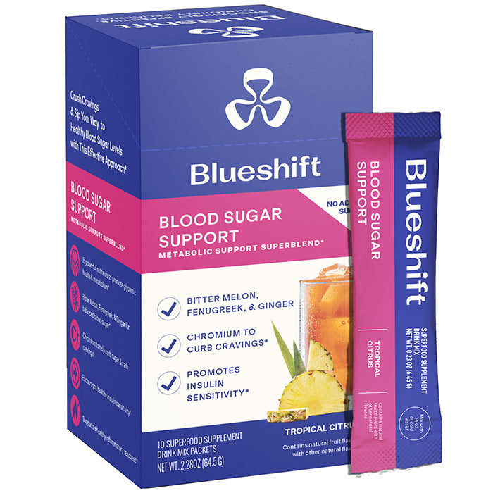 Blood Sugar Support Drink Mix, Tropical Citrus, 10 Stick Packs, Blueshift Nutrition