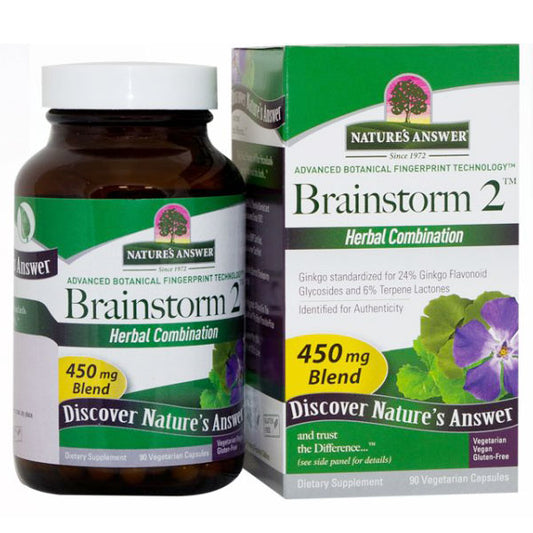 Brainstorm 2, Brain Health Herbal Formula, 90 Vegetarian Capsules, Nature's Answer