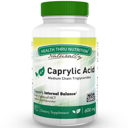 Caprylic Acid 600 mg, 100 Softgels, Health Thru Nutrition