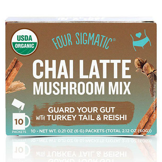 Chai Latte Mushroom Mix with Turkey Tail & Reishi, 10 Packets, Four Sigmatic