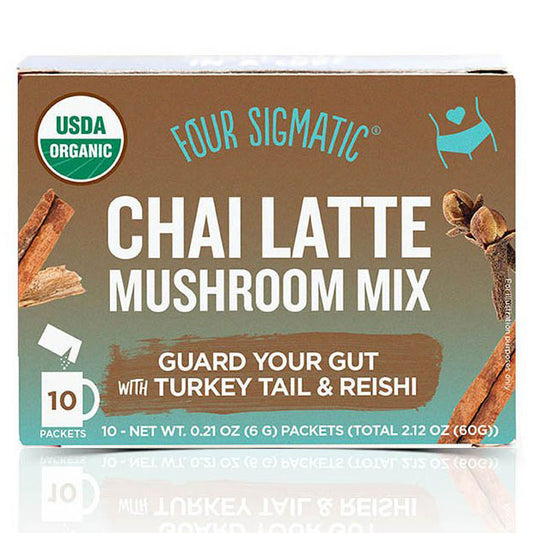 Chai Latte Mushroom Mix with Turkey Tail & Reishi, 10 Packets, Four Sigmatic