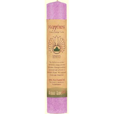 Chakra Energy Pillar Candle with Pure Essential Oils, Happiness (Violet), 1 Candle, Aloha Bay