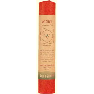 Chakra Energy Pillar Candle with Pure Essential Oils, Money (Red), 1 Candle, Aloha Bay