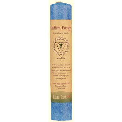 Chakra Energy Pillar Candle with Pure Essential Oils, Positive Energy (Blue), 1 Candle, Aloha Bay