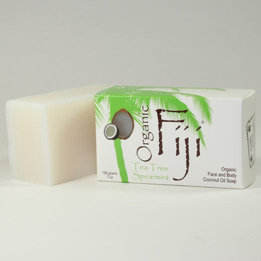 Organic Coconut Oil Soap Bar, Tea Tree Spearmint, 7 oz, Organic Fiji