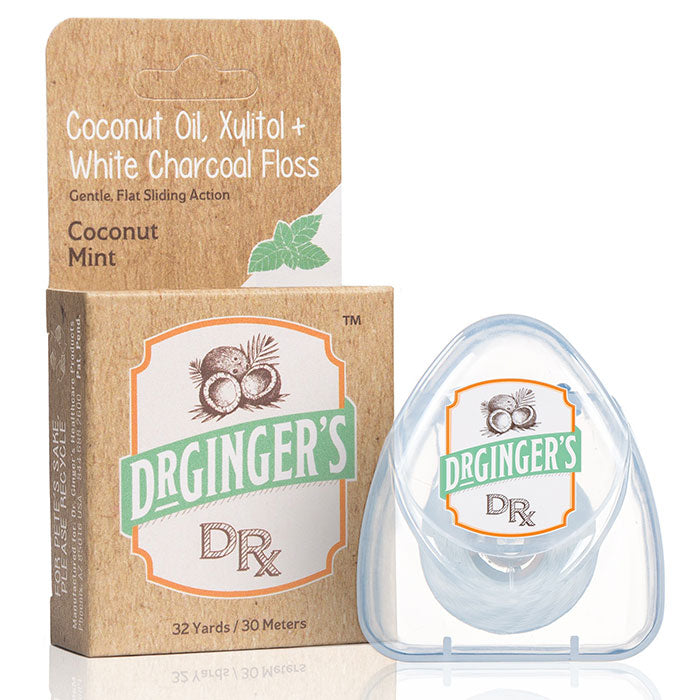 Coconut Oil, Xylitol + White Charcoal Floss, 32 Yards (30 Meters), Dr. Ginger's