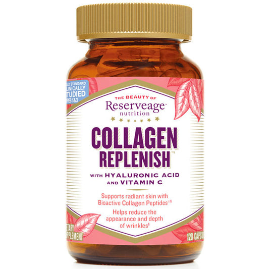 Collagen Replenish with Hyaluronic Acid & Vitamin C, 120 Capsules, ReserveAge Organics