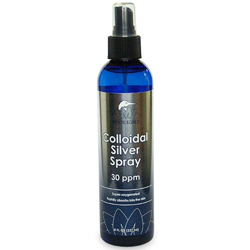 Colloidal Silver Spray 30 ppm Skin Care, 8 oz, White Egret Personal Care