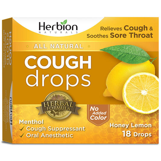 All Natural Cough Drops - Honey Lemon, 18 Drops, Herbion