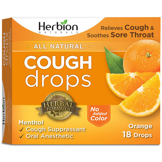 All Natural Cough Drops - Orange, 18 Drops, Herbion