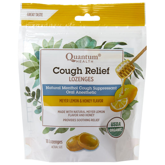 Cough Relief Lozenges - Meyer Lemon Honey, 18 Lozenges, Quantum Health