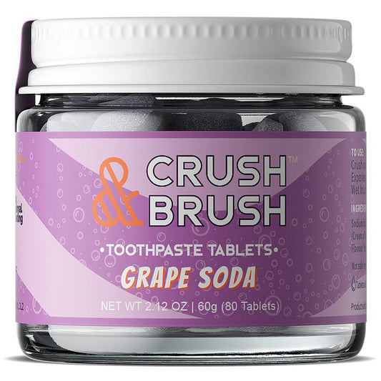 Crush & Brush Toothpaste Tablets, Grape Soda, 2.12 oz (80 Tablets), Nelson Naturals