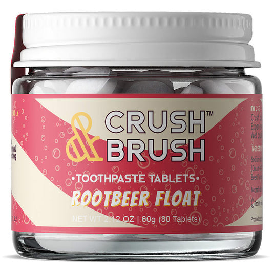 Crush & Brush Toothpaste Tablets, Rootbeer Float, 2.12 oz (80 Tablets), Nelson Naturals