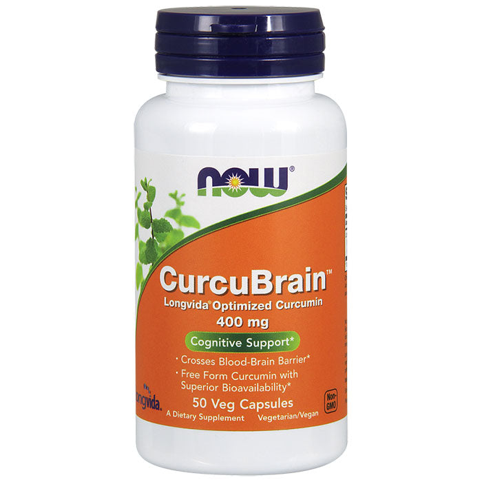 CurcuBrain 400 mg, Longvida Optimized Curcumin, 50 Vegetarian Capsules, NOW Foods