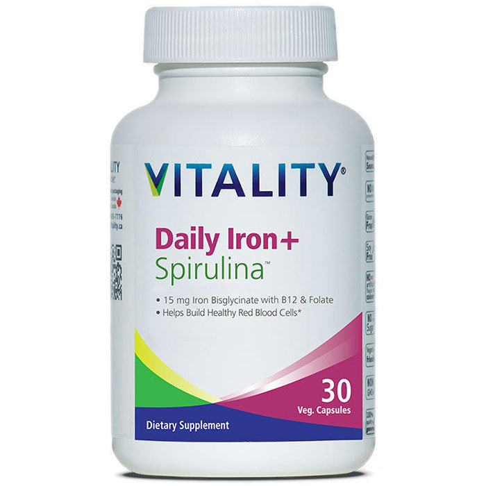 Daily Iron + Spirulina, 30 Vegetable Capsules, Vitality