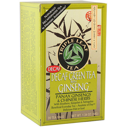 Decaf Green Tea with Ginseng, 20 Tea Bags, Triple Leaf Tea