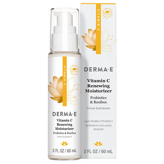 Derma E Vitamin C Renewing Moisturizer Lotion with Probiotics & Rooibos, 2 oz