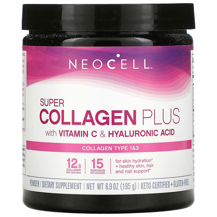 Super Collagen Plus Powder, with Vitamin C & Hyaluronic Acid, 6.9 oz (195 g), NeoCell