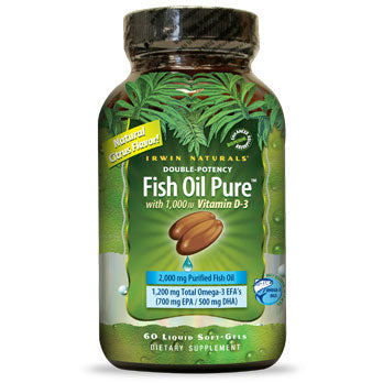 Double-Potency Fish Oil Pure, Citrus Flavor, 60 Liquid Softgels, Irwin Naturals