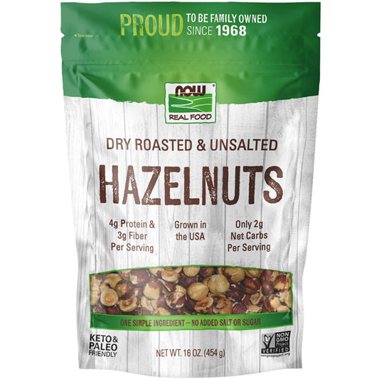 Dry Roasted & Unsalted Hazelnuts, 16 oz (454 g), NOW Foods