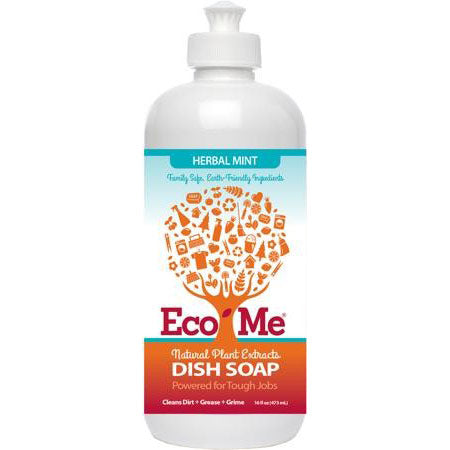 Eco-Me Dish Soap Liquid, Natural Plant Extracts, Herbal Mint, 16 oz