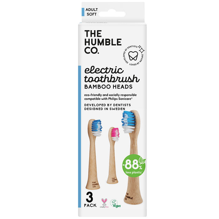 Electric Toothbrush Bamboo Replaceable Heads - Original, 3 Pack, The Humble Co.