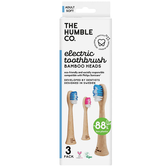 Electric Toothbrush Bamboo Replaceable Heads - Original, 3 Pack, The Humble Co.