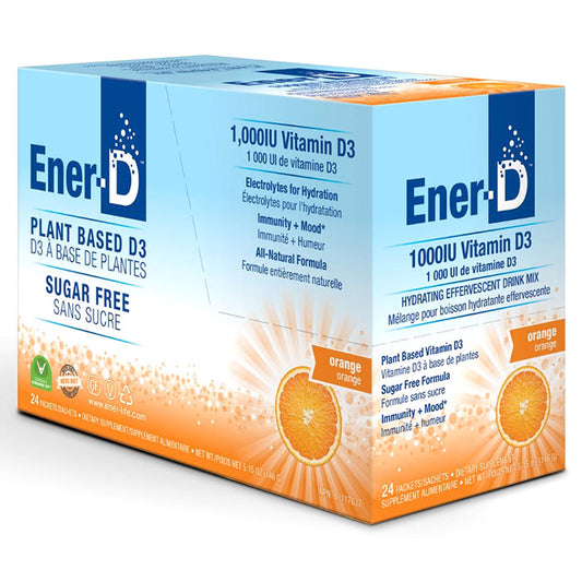 Ener-D Sugar Free Vitamin D Drink Mix Powder - Orange, 24 Packets, Ener-Life