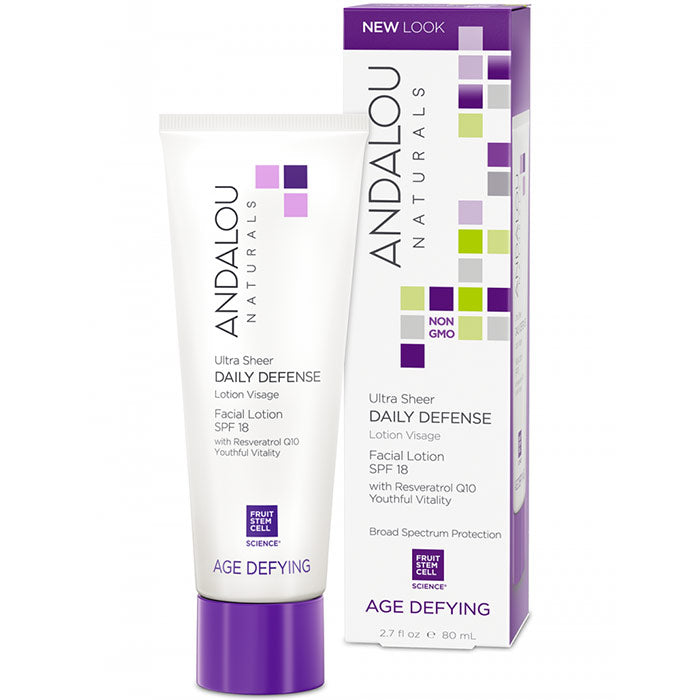 Ultra Sheer Daily Defense Facial Lotion SPF 18, 2.7 oz, Andalou Naturals