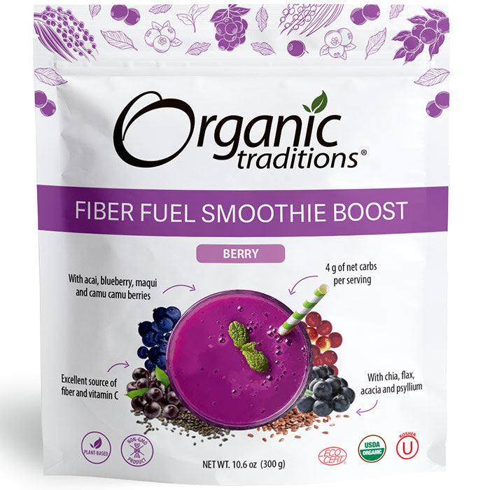 Fiber Fuel Smoothie Boost, Berry, 10.6 oz (300 g), Organic Traditions