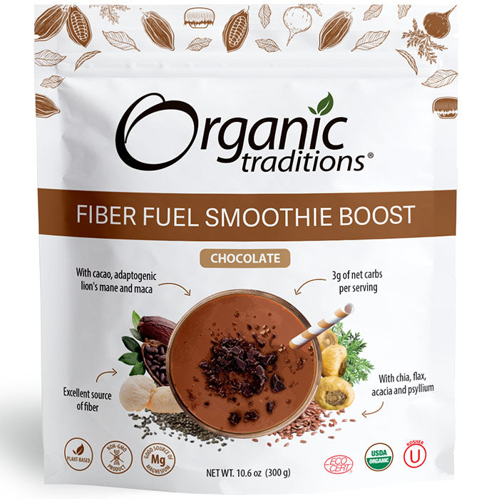 Fiber Fuel Smoothie Boost, Chocolate, 10.6 oz (300 g), Organic Traditions