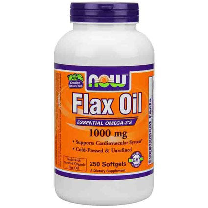 Flax Oil 1000mg, Organic Flax Oil 250 Softgels, NOW Foods