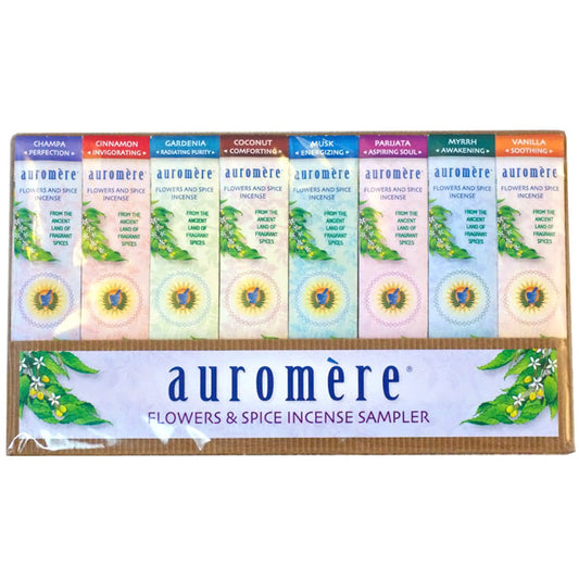 Flowers & Spice Incense Sample Pack, 0.1 oz/8 Fragrances, Auromere