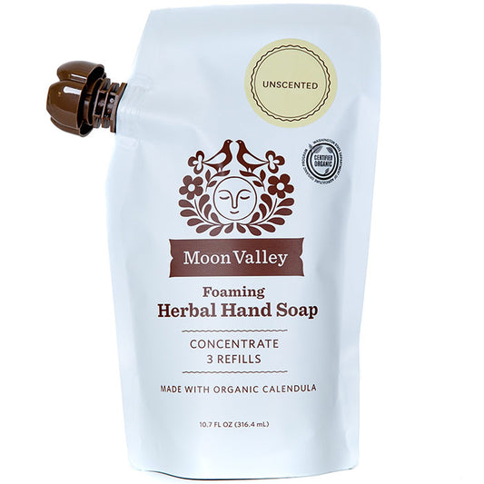 Foaming Herbal Hand Soap Concentrated Refill Pouch, Unscented, 10.7 oz, Moon Valley Organics