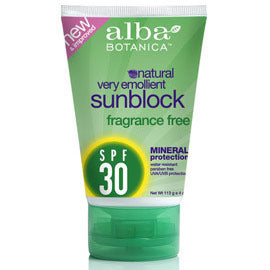 Fragrance Free Mineral Sunblock / Sunscreen SPF 30, 4 oz, Alba Botanica